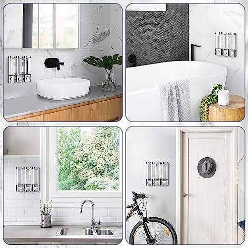 3-in-1 Room Wall Mounted Bathroom,Shower Pump Dispenser and Organizer,Dispensers for The Shower,Shampoo and Conditioner Dispenser,Shampoo Dispenser for Shower - color: 10.6 Oz Triple Silvery