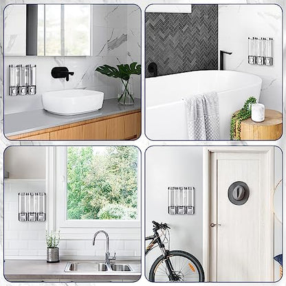 3-in-1 Room Wall Mounted Bathroom,Shower Pump Dispenser and Organizer,Dispensers for The Shower,Shampoo and Conditioner Dispenser,Shampoo Dispenser for Shower - color: 10.6 Oz Triple Silvery