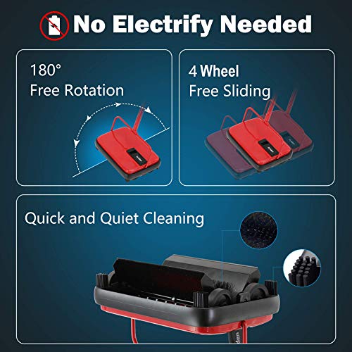 Eyliden Carpet Sweeper, Mini Size Lightweight Hand Push - No Noise, Non-Electric, Easy Manual Sweeping Only for Carpet Cleaning (Red) - color: Red