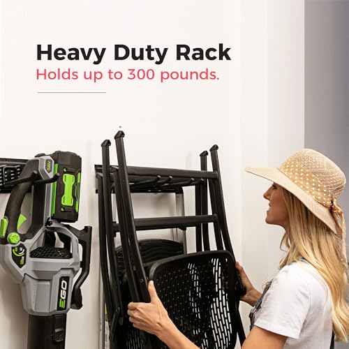 TIDYME Garage Tool Organizer Wall Mount - 48 inches - Sturdy Storage Rack with Adjustable Hooks, Anti-Rust - Easy Installation, 300lbs Capacity - Garden Tool Organizer (03 Racks & 06 Hooks) - size: 48" Carbon Steel with 3 Racks & 6 Hooks