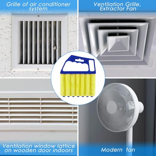 Geiserailie 2 Pcs Window Venetian Blind Cleaner Duster Tool Washable 7 Fingers Dusting Cleaner and Air Vent Shutter Brush Blinds Air Conditioner Fan Duster Dirt Housekeeping Tool (Orange Blue) - color: Orange Blue