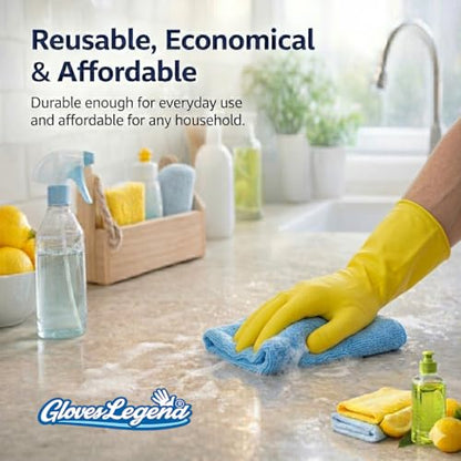 Size Large Yellow Household Kitchen Cleaning Dishwashing Reuseable Gloves