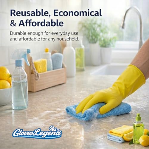 Yellow Household Kitchen Cleaning Dishwashing Reusable Gloves - Medium & Small - color: Yellow Latex - 3 Pairs