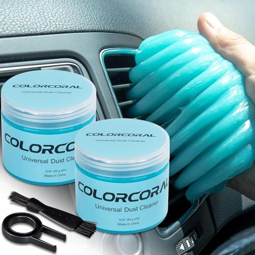 ColorCoral 2Pack Car Cleaning Gel Universal Dust Cleaner for Car Vent Keyboard Cleaning Detailing Slime Putty Cleaning Kit Car Accessories, Gifts for Adults Men Women Kids Teens - color: Blue 2 Pack