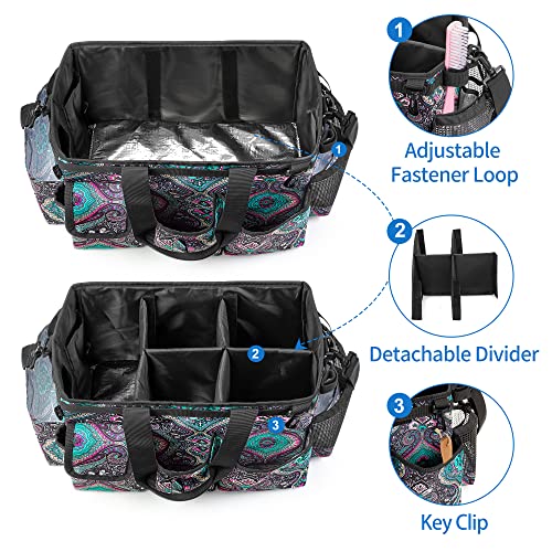 LoDrid Large Wearable Cleaning Caddy Bag with Detachable Divider, Cleaning Supply Tote Organizer with Handles and Adjustable Shoulder Strap for Cleaners & Housekeepers, Totem - color: Totem