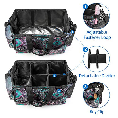 LoDrid Large Wearable Cleaning Caddy Bag with Detachable Divider, Cleaning Supply Tote Organizer with Handles and Adjustable Shoulder Strap for Cleaners & Housekeepers, Totem - color: Totem