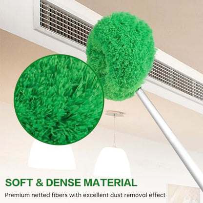Ceiling Fan Cleaner Duster Reusable Microfiber Ceiling Fan Blade Cleaner Removable Duster with Extension Pole Adjusts 13 to 49.7 Inch for Cleaning Walls Bookshelves Furniture Door Window Top (Green) - color: Green