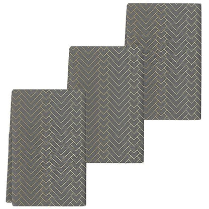 Gray Gold Striped Kitchen Towel Set of 3, Absorbent Microfiber Hand Towels for Kitchen Bathroom Bar Decorative Geometric Chevron Ultra Soft Resuable Cleaning Cloths Washable Fast Drying - size: 3PCS-18" x 28"