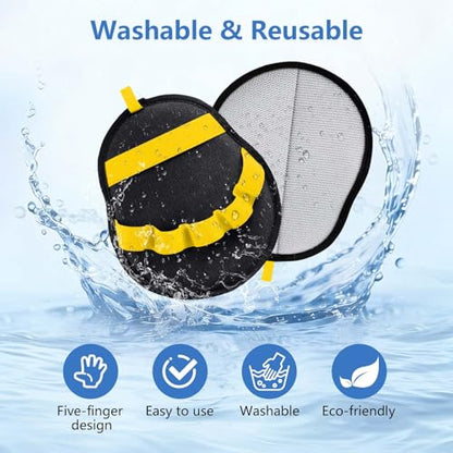 Pet Hair Removal Glove for Dogs & Cats, Reusable Washable Electrostatic Pet Hair Remover Glove, Pet Hair Mitt with Finger Straps for Couch, Carpet, Car Seats, Clothes, Furniture, Yellow - color: Yellow