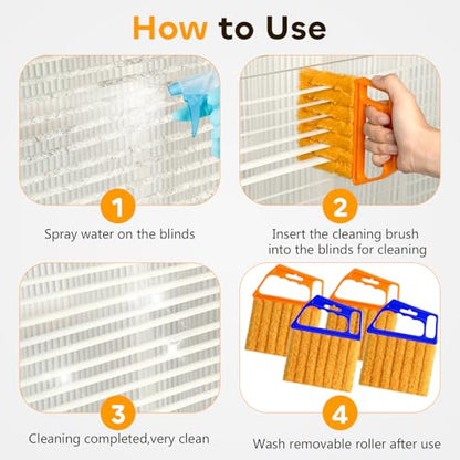 4 Pcs Blind Cleaner Duster Tool,Blind Dusters for Cleaning,7 Finger Dusting Cleaner Tool for Window & Air Conditioner,Window Blinds Cleaner Microfiber Washable - style: 4 Pack