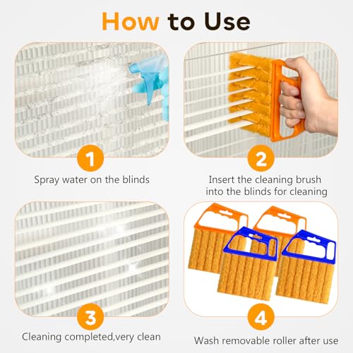 4 Pcs Blind Cleaner Duster Tool,Blind Dusters for Cleaning,7 Finger Dusting Cleaner Tool for Window & Air Conditioner,Window Blinds Cleaner Microfiber Washable - style: 4 Pack