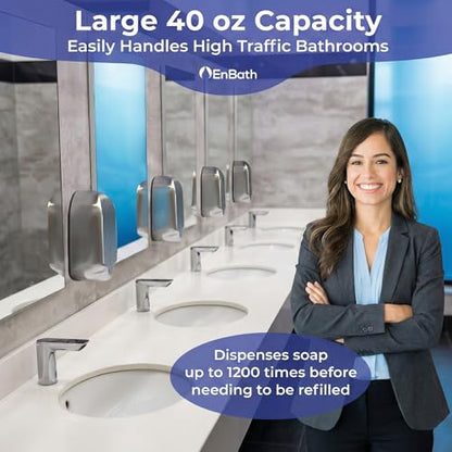 Automatic Soap Dispenser Wall Mount with Extra Large 40oz Capacity & Premium Grade 304 Stainless Steel - Touchless Commercial Hand Soap/Sanitizer Dispenser for Bathrooms (ADA Compliant) by EnBath