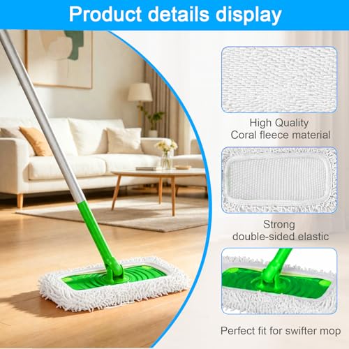 3 Pack Flat Mop Pads Replacement Washable Reusable Wet Dry Floor Cleaning Refill Set for Home Hard Floor(White) - color: White