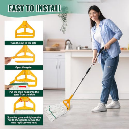 20oz Heavy Mop Replace Head, 6 Pack Commerical Replacement Mop，mop Head Replacement，Reusable Mop Head Refills-Replacement Mop Heads Suitable for Heavy Commercial Industrial Residential Areas - size: 20 Ounce 6Pack