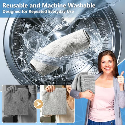 Kitchen Dish Cloths, 12 Pack, 10 x 10 Inches, Super Absorbent Microfiber Dish Towels, Soft Lint Free Reusable Dish Rags for Washing Dishes, Drying, Counters and Sink, Grey - color: Grey