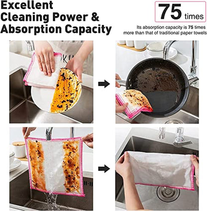 OnBrand Naturally Wood Fiber Cleaning Cloth, 20 Pack (12" x 10.7" Each) | Reusable Kitchen Washcloths, 8 Layers High-Density Super Absorbing Dish Cloths for Washing Dishes, Dish Towels, Long-Lasting - size: 20 PACK