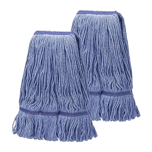2 Pack Heavy Mop Replace Head，mop Head Replacement,Commercial mop Heads,Reusable Mop Head Refills-Replacement Mop Heads SuitableWet Industrial Blue Cotton Looped End String Head Refill (Blue) - size: 17 Ounce 2Pack