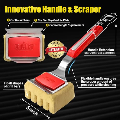 GRILLART Grill Brush Bristle Free, Replaceable BBQ Cleaning Pad (No Handle), Safe Replacement Cleaning Pad/Head for Cast Iron/Stainless Steel Grates - Deep-Reach - color: Yellow