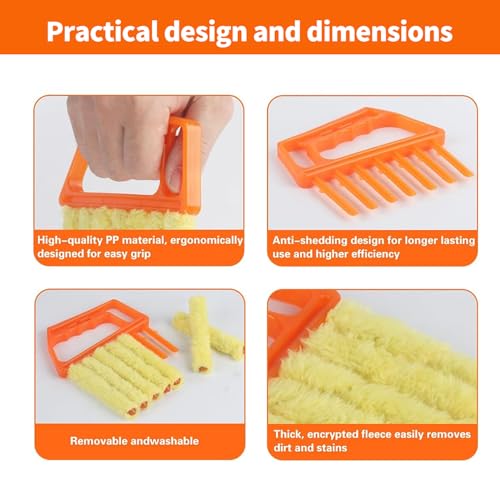 6 Finger Blind Cleaner Duster Tool, LZJPECES Window Blinds Cleaner with 6 Reusable Microfiber Covers for Venetian, Wood, Vinyl Blinds, AC Vents, Window Sills & Tracks