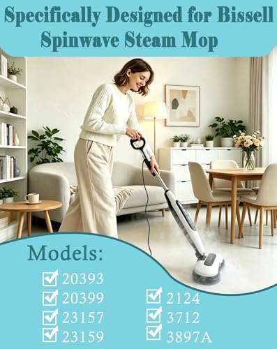 6-Pack Replacement Brush & Pads Compatible with Bissell Spinwave Steam Mop 20393, 3897A, 20399, 23159, 23157, 2124, 3712 - Includes 2 Nylon Brushes & 2 Foam Pads for Deep Cleaning - size: 6 Pcs Brushes Set