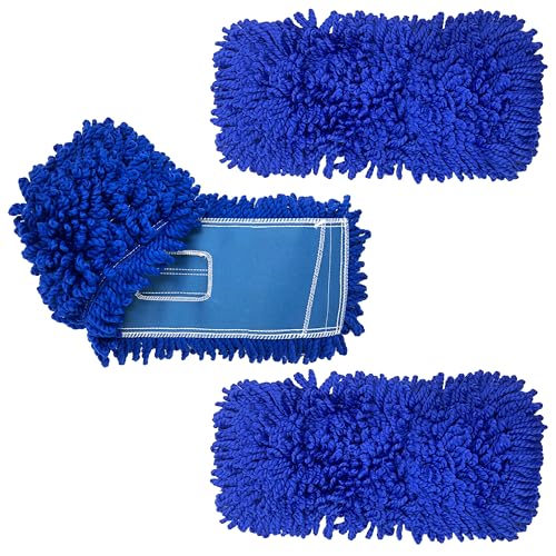 Kleen Handler 18 inch Microfiber Dust Mop | Small Washable Commercial Mop Head Replacement, Pack of 3 - color: Blue - 18 Inch, size: 3 Pack
