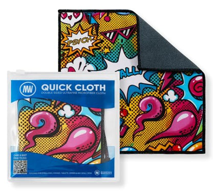 Microfiber Wholesale Quick Cloth Glasses Cleaning Cloths–8x8 Popart 1-Pack with Case | Double-Sided Lens Cleaner for Eyeglasses, Camera, Screens & Glass | Reusable Microfiber Glass Polishing Cloths - color: Popart, size: 8"x8"