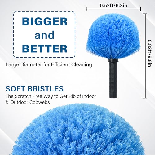 26 Feet High Reach Cobweb Duster with 6-21Ft Extension Pole, Webster Cobweb Duster with Telescopic Aluminum Pole, Spider Web Brush for Outdoor & Indoor Cleaning