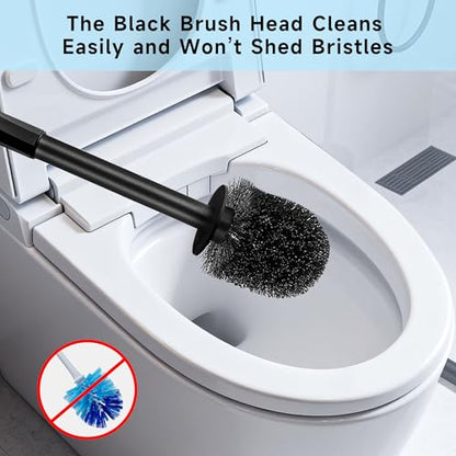 Toilet Brush and Holder Set, Toilet Bowl Brush, Compact Bathroom Accessories, Durable Toilet Scrub Bristles, Drip-Proof, Deep Cleaning, Black, 1 Pack - size: 1 Pack