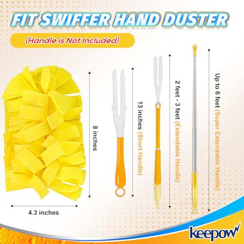 KEEPOW Reusable Duster Refill Compatible with Swiffer Hand Duster, Heavy Duty Duster Refills, 360 Degree Dusters Refills for Cleaning, Fleece Refill Ceiling Fan, 4 Pack (Handle is Not Included) - color: 1yellow+1blue+1purple+1rose Red, size: 4 Pack