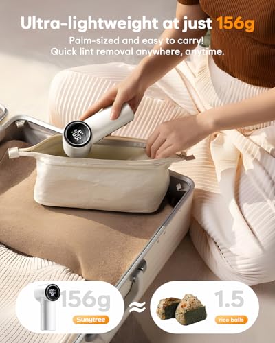 Fabric Shaver, Lint Remover Rechargeable, 6-Blade Lint Remover with LCD Display & 3 Speeds, Portable for Clothes, Sweaters, Couches, Blankets, Includes 3 Replacement Blades, Pearl White