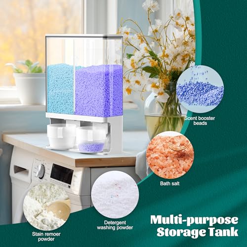 105 Oz Laundry Detergent Dispenser with Nail - Wall Mounted Scent Booster Beads Container, Softener Beads Storage, Rice Dispenser, Dry Food/Solid Grain Organizer - size: 105 oz