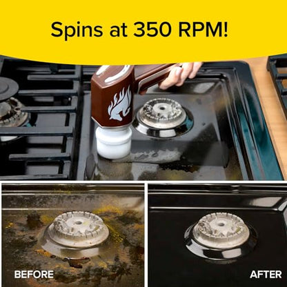 Horsepower Scrubber, Waterproof, Electric Power, Spins 350 RPM, 5 Brush Heads, AS SEEN ON TV, Cleans Dirt & Grime, Tile, Grout, Bathrooms, Kitchen, Auto Rims, Outdoor Furniture & More, Rechargeable - style: Regular Battery Life