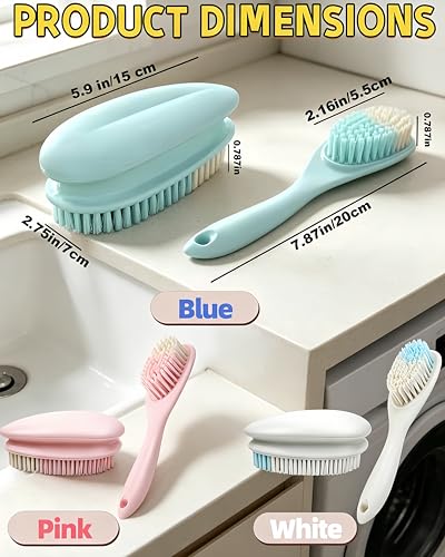 2 Pack Soft Bristle Cleaning Scrub Brush Laundry Brush Scrubber Brush for Clothes, Carpet and Fabric Stain Removal, Scrubbing Brush with Ergonomic Handle (Blue) - color: Blue