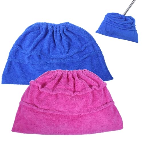 2PCS Mop Socks Broom Cloth Cover with Elastic Bands, Washable Broom Pads Baseboard Cleaner Tool, Multi-Purpose Reusable Mopping Cloth Replacement, Suitable for Pet Hair, Dust, Stains, Windows