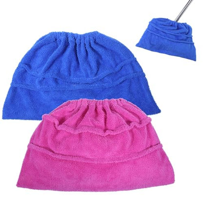 2PCS Mop Socks Broom Cloth Cover with Elastic Bands, Washable Broom Pads Baseboard Cleaner Tool, Multi-Purpose Reusable Mopping Cloth Replacement, Suitable for Pet Hair, Dust, Stains, Windows