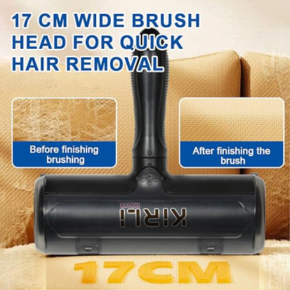 KIRLI Pet Hair Roller, Fur Remover Tool with Built-in Fur bin, Reusable Lint Roller for Pet Hair, Multi-Surface Furniture Clothing, Couch, Carpet, Bedding Cat and Dog Hair Remover (Black) - color: Black