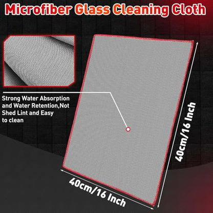 Maxcheck 24 Pack Magic Cleaning Cloth, 16 x 16 Inch Microfiber Glass Cleaning Cloths Reusable Lint Free Microfiber Towels for Kitchen Dish, Windows, Mirror, Glass, Car(Grey) - color: Grey