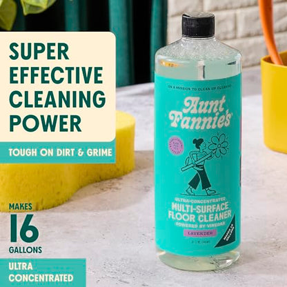 Aunt Fannie's Ultra Concentrated Floor Cleaner Vinegar Wash, Multi-Surface Solution Mopping, Makes 16 Gallons, Lavender Scent, 32 oz. (Pack of 6) - size: 32 Fl Oz (Pack of 6)