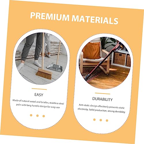 Solid Wood Bristle Broom Household Cleaning Soft Bristle Broom Soft Cleaning Brush Kitchen Hardwood Floor Household Khaki Solid Wood - color: Khaki