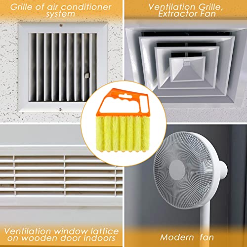 Geiserailie 2 Pcs Window Venetian Blind Cleaner Duster Tool Washable 7 Fingers Dusting Cleaner and Air Vent Shutter Brush Blinds Air Conditioner Fan Duster Dirt Housekeeping Tool (Orange Handle) - color: Orange Handle