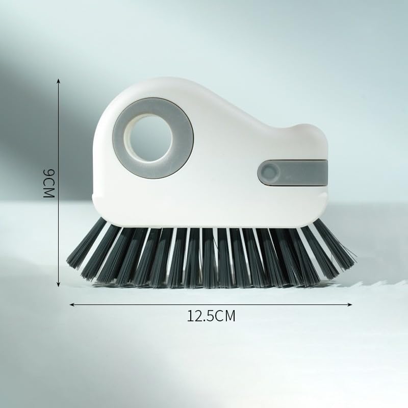 2 in 1 Groove Cleaning Brush, Window Track Cleaning Tools, Multifunction Window Track Cleaner with Hard Bristle and Hidden Scraper, Crevice Brush for Sliding Door Track, Window Seal, Sill (Gray)