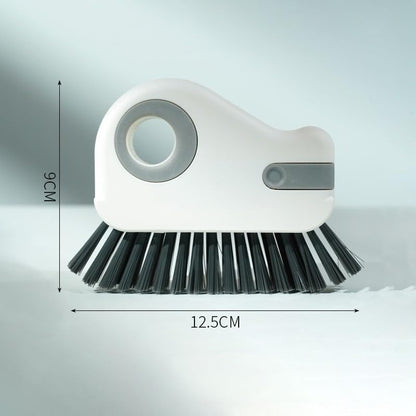2 in 1 Groove Cleaning Brush, Window Track Cleaning Tools, Multifunction Window Track Cleaner with Hard Bristle and Hidden Scraper, Crevice Brush for Sliding Door Track, Window Seal, Sill (Gray)