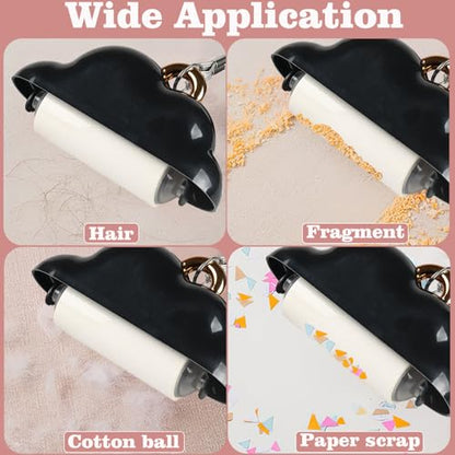 Mini Travel Size Reusable Lint Roller for Clothes & Pets, 150 Refillable Sheets (Black) - color: Black