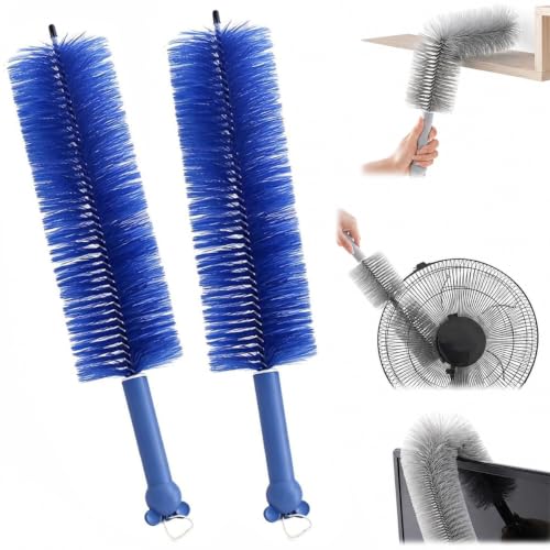 2026 New Bendable Microfiber Duster, Upgrade Reusable Bendable Cleaning Brush for Home Electric Fan Air Conditioner Car Vent Curtains Cleaner(Blue) - color: Blue