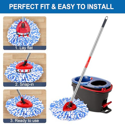 4 Pack Mop Replace Heads for 2 Tank System, Spin Mop Replacement Head, Fluffy Microfiber Mop Refill Replace Head, Machine Washable, All Hard-surfaced Floors Cleaning