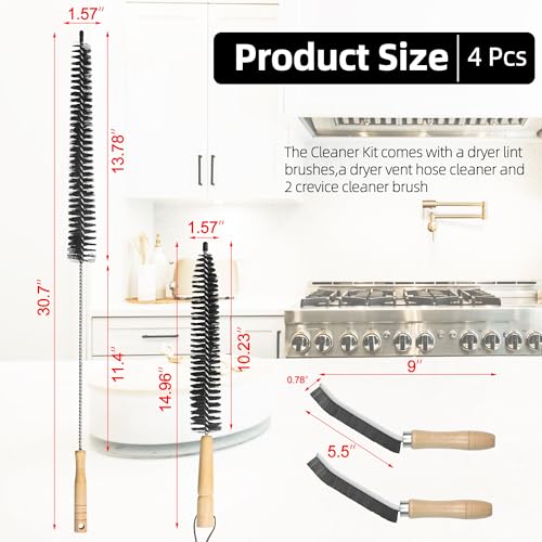 Dryer Lint Brush Vent Cleaner Kit,Included 1Pc 29.5" Refrigerator Coil Cleaning Brushes,2Pc Crevice Cleaning Brush and 1Pc 15" Dryer Vent Hose Cleaner, Washing Machine Cleaning Tools for Household - style: Dryer Lint Brush Vent Cleaner Kit