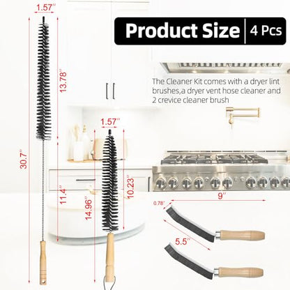 Dryer Lint Brush Vent Cleaner Kit,Included 1Pc 29.5" Refrigerator Coil Cleaning Brushes,2Pc Crevice Cleaning Brush and 1Pc 15" Dryer Vent Hose Cleaner, Washing Machine Cleaning Tools for Household - style: Dryer Lint Brush Vent Cleaner Kit