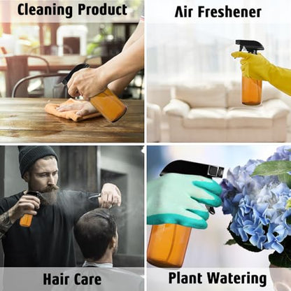 Tecohouse Glass Spray Bottles 4 OZ, Amber Empty Spray Bottle for Essential Oils, Small Glass Bottles for Cleaning Solutions, Plants, with Durable Nozzle, Labels, Funnel, Pipettes - color: Amber