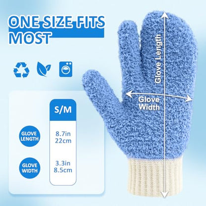 MIG4U Microfiber Dusting Gloves House Cleaning Glove for Blinds, Windows, Shutters, Furniture, and Car, Reusable Lint-Free Blue S/M - color: Blue Mitten 1 Pair, size: Small-Medium