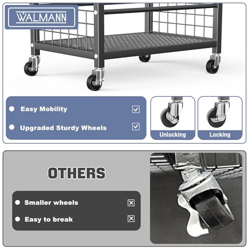 WALMANN Garden Tool Organizer with Wheels for Garage, Rakes/Shovels/Yard Tools Storage Stand for Garden, Shed, Indoor/Outdoor Long-Handled Tools Rolling Cart - style: Medium-stand